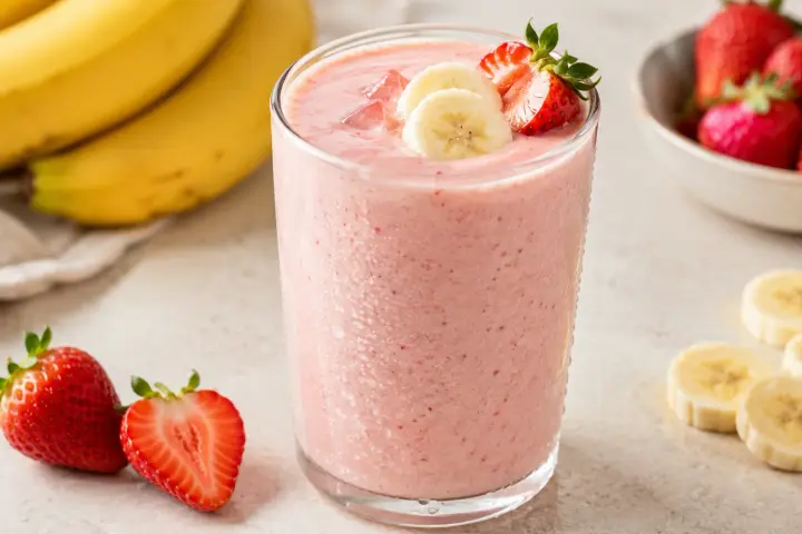 Vitamina de morango com banana